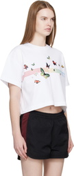Casablanca White Butterfly Boxy Cropped T-shirt