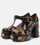 Etro Embroidered mary jane block heels
