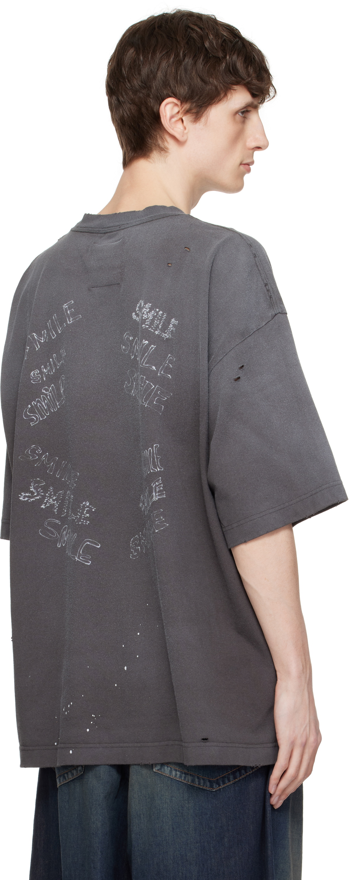 Maison MIHARA YASUHIRO Black Leon Print Distressed T-shirt