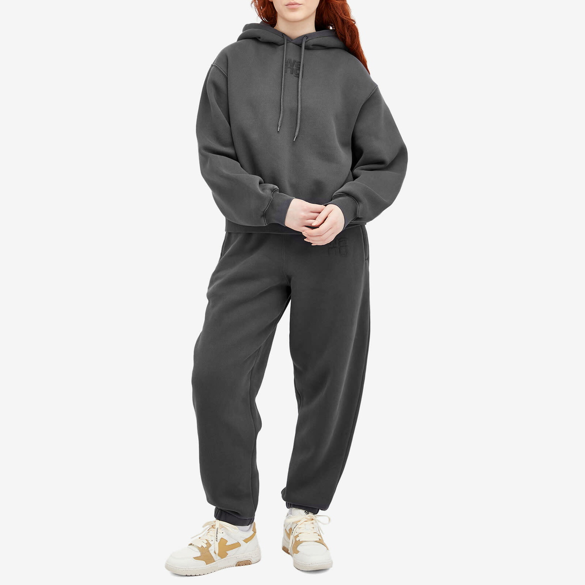 Alexander Wang Women's Essential Terry Logo Hoodie in Soft Obsidian