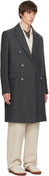 AMI Paris Gray Double Breasted Wool Coat