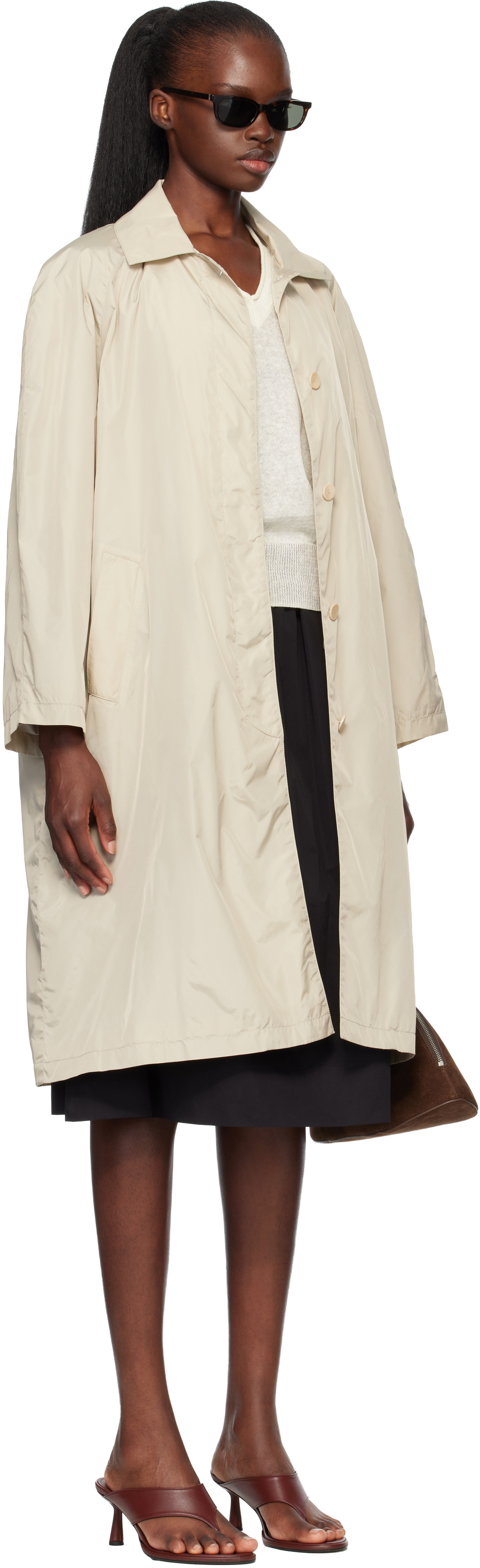 Nothing Written Beige Urban Nylon Trench Coat