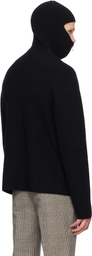 Courrèges Black Ribbed Wool Hoodie