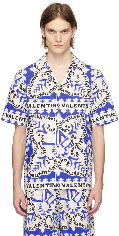 Photo: Valentino White & Blue Mini Bandana Shirt