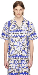 Valentino White & Blue Mini Bandana Shirt