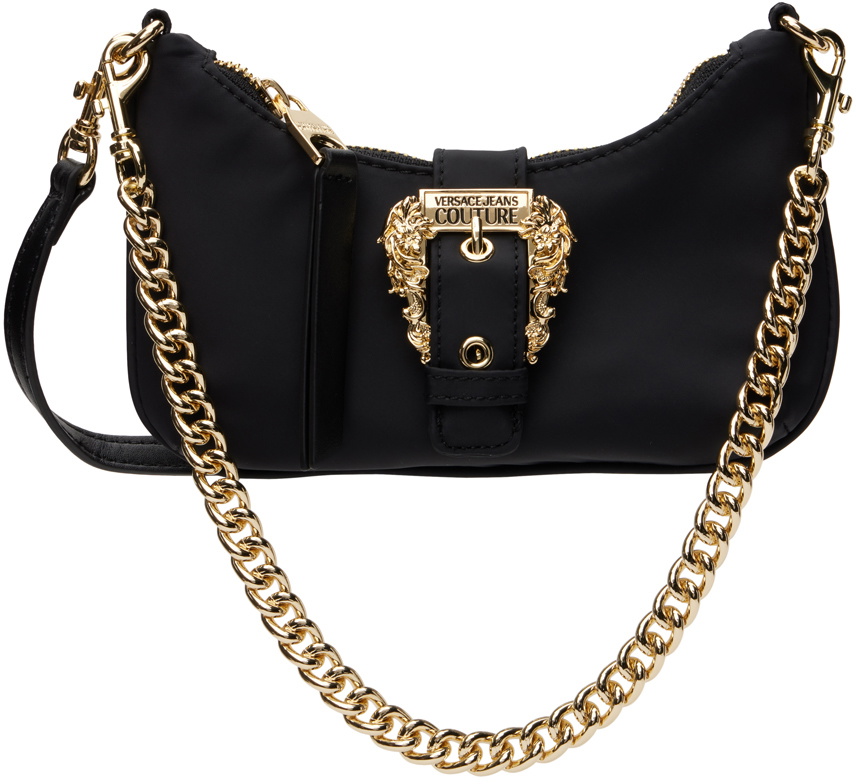 Versace Jeans Couture Black Baroque Buckle Bag Versace