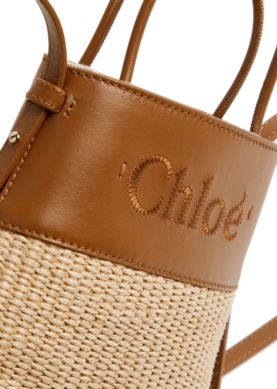 【CHLOE】BROWN RAFFIA TOTE CHLOÉ Summer Banana embellished embroidered raffia tote