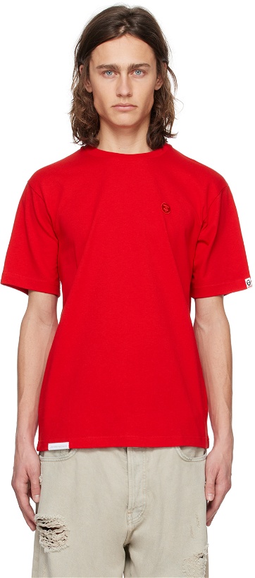Photo: AAPE by A Bathing Ape Red Embroidered T-Shirt
