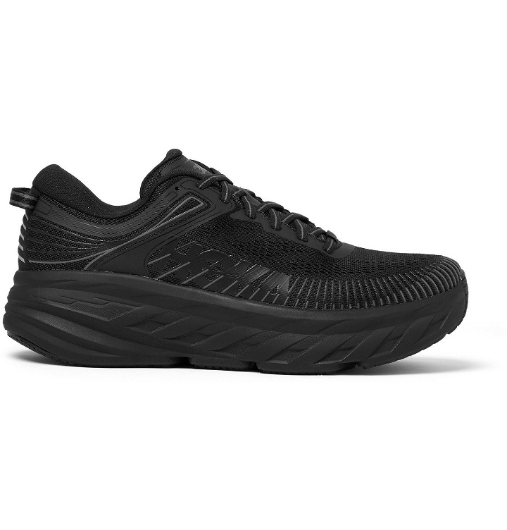 Photo: Hoka One One - Bondi 7 Rubber-Trimmed Mesh Running Shoes - Black