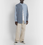 Noon Goons - Button-Down Collar Panelled Checked Cotton-Flannel Shirt - Blue