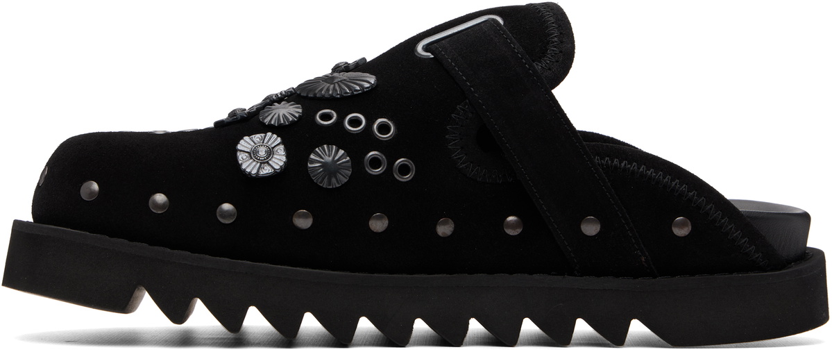 Toga Virilis Black Eyelet Metal Sabot Loafers