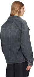 Juun.J Gray Zipper Trucker Denim Jacket