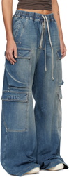 Rick Owens DRKSHDW Blue Temple Double Cargo Jumbo Belas Jeans