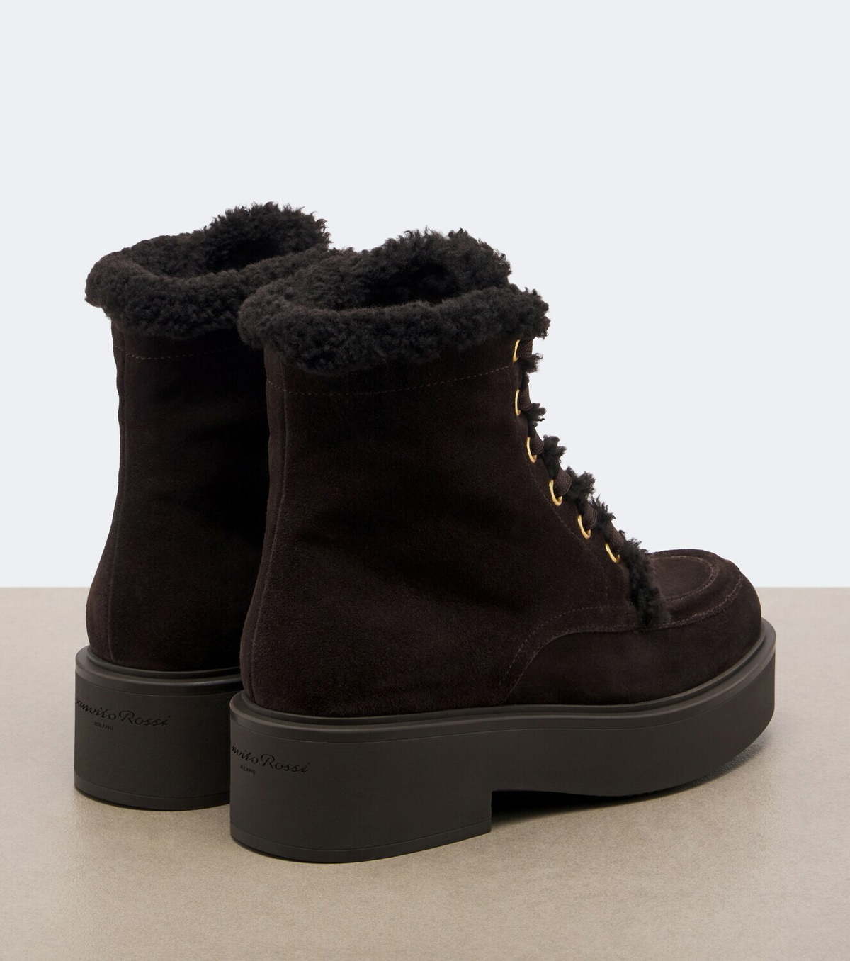 Gianvito Rossi Shearling-lined suede lace-up boots