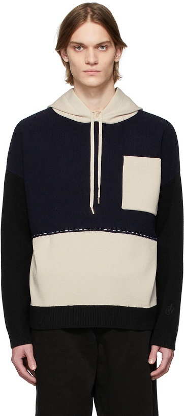 Photo: JW Anderson Navy & Off-White Colorblock Hoodie