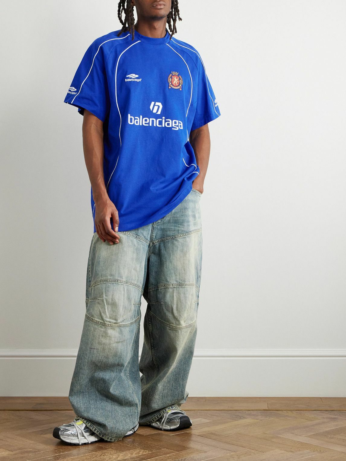 Balenciaga - Oversized Embroidered Logo-Print Cotton-Jersey T