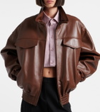 Balenciaga Cropped oversized leather jacket