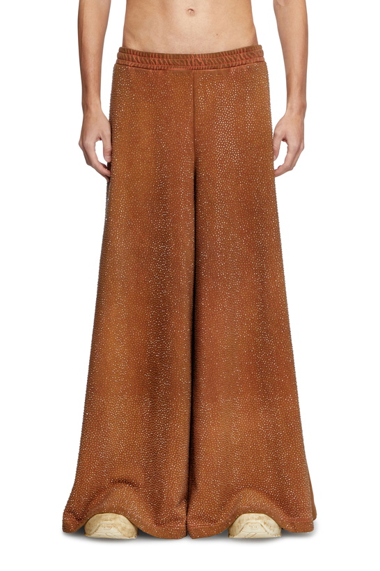 Photo: Diesel Wide-leg sweatpants with crystals - Pants - Unisex - Brown