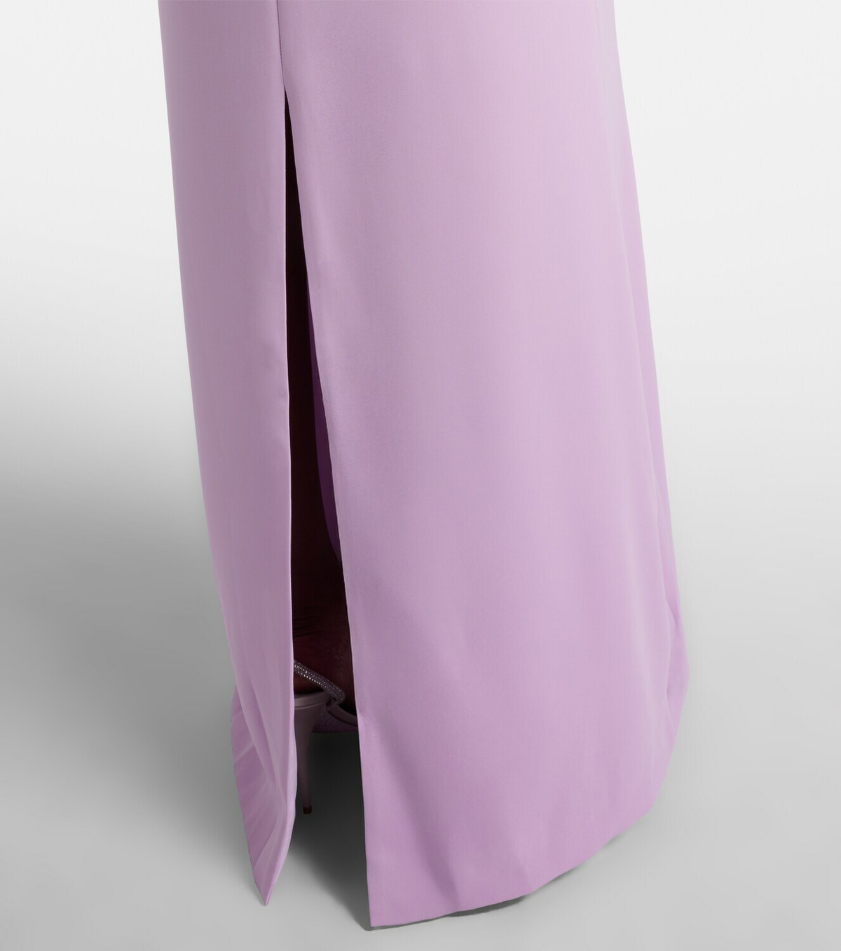 Costarellos Crystal-embellished caped gown