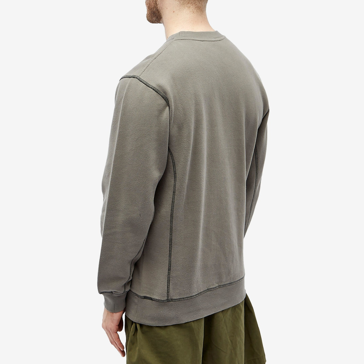 Parel Studios Men's Contrast Crew Neck Sweat in Warm Grey