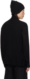 DEVOA Black Stand Collar Cardigan