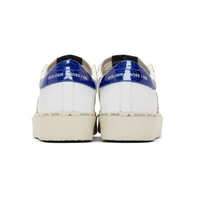 【Golden 】グリッターハイスタースニーカー ブルー Golden Goose White and Blue Glitter Hi-Star Sneakers Golden