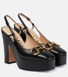 Gucci - Horsebit leather slingback pumps