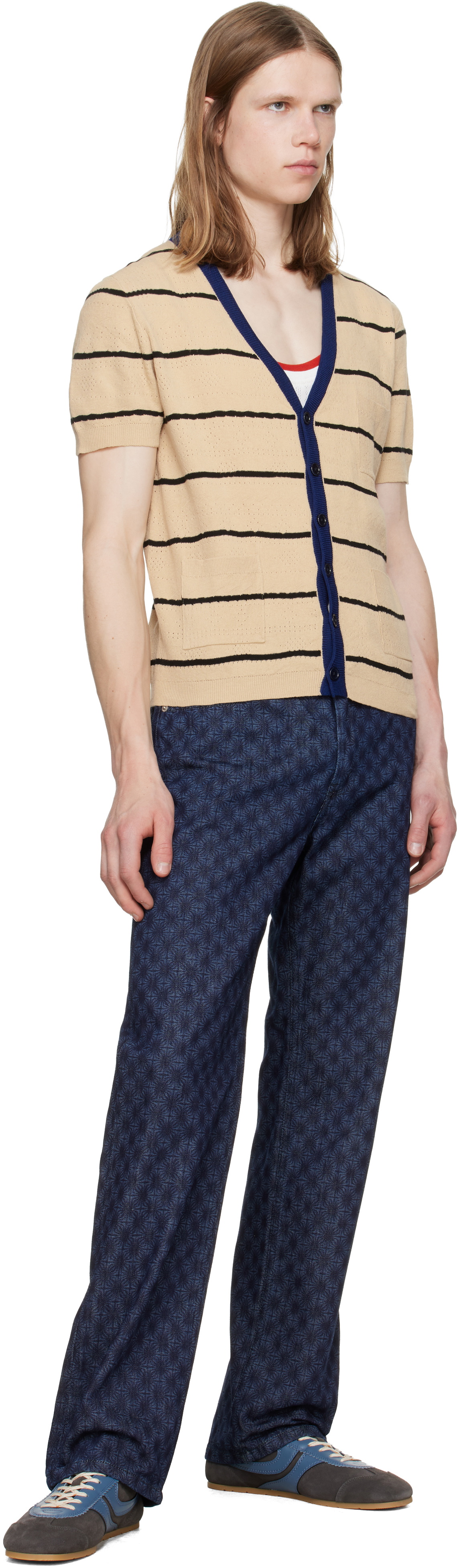 Dries Van Noten Navy Printed-Graphic Jeans