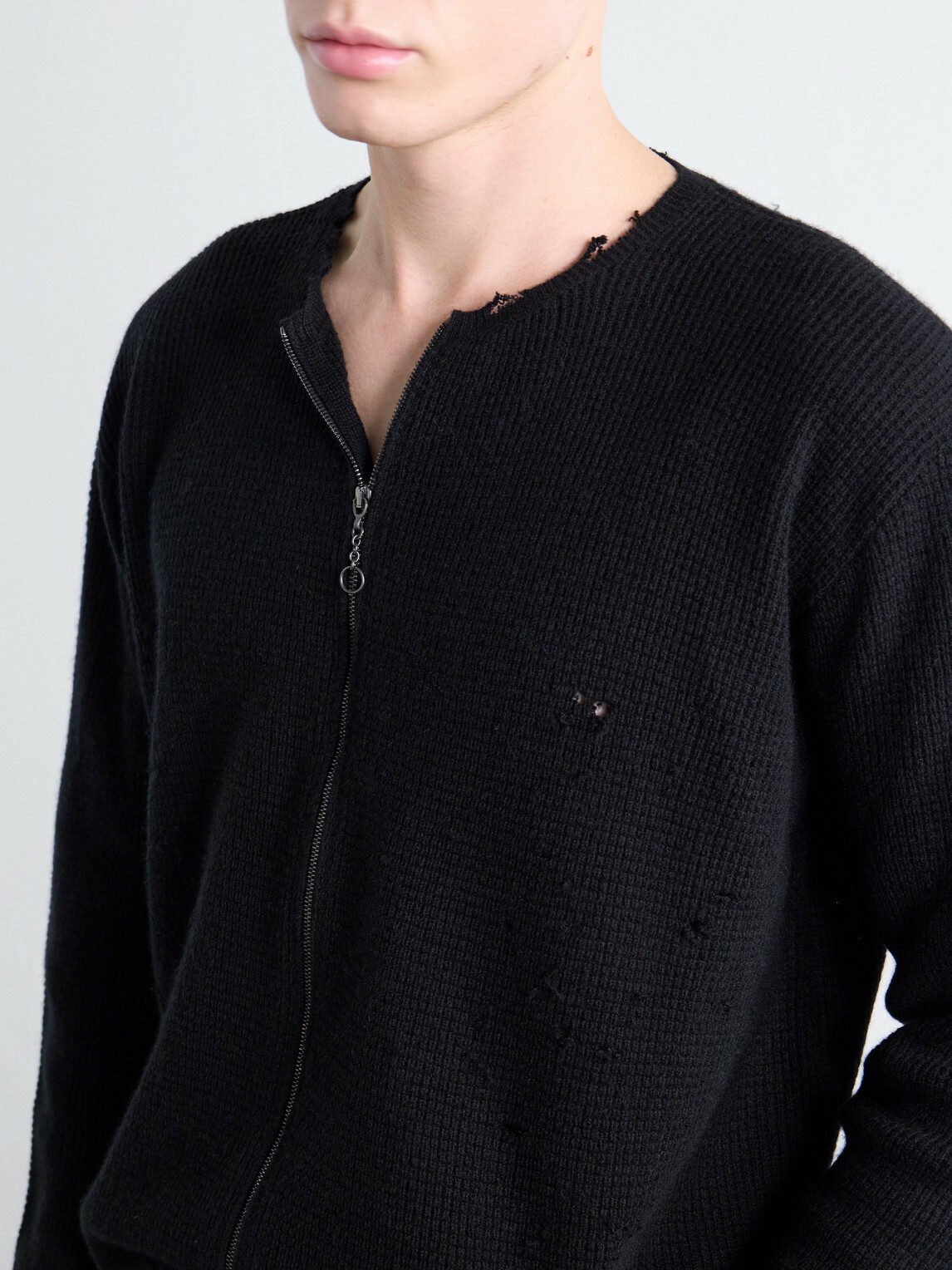 SECOND / LAYER - Friends Waffle-Knit Wool and Cashmere-Blend Zip-Up Sweater - Black