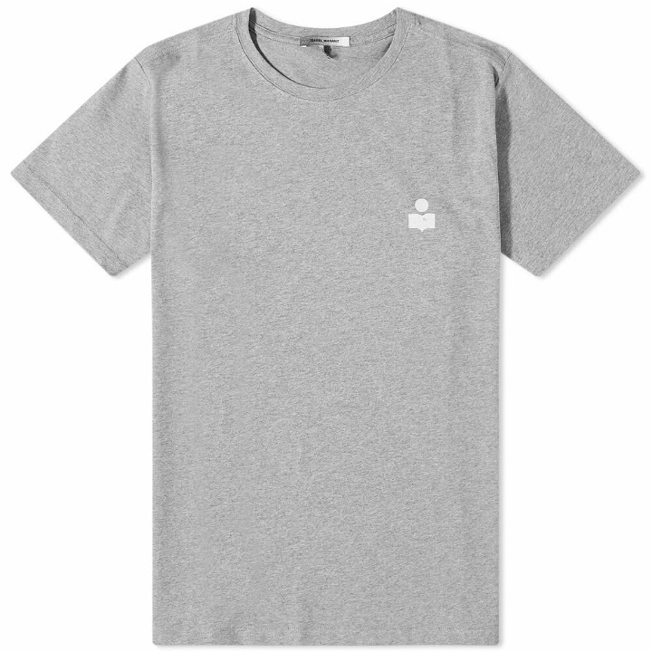 Photo: Isabel Marant Men's Zafferh Logo T-Shirt in Grey/Ecru