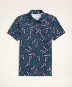 Brooks Brothers Men's Slim Fit Pique Racquet Print Polo Shirt | Navy