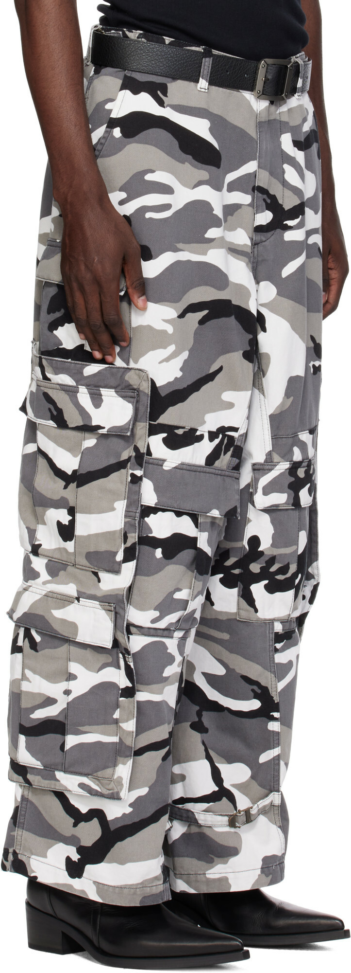 VETEMENTS Black & White Merged Cargo Pants