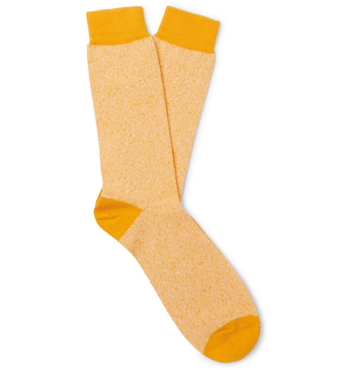 Photo: Sunspel - Mélange Organic Cotton-Blend Socks - Yellow