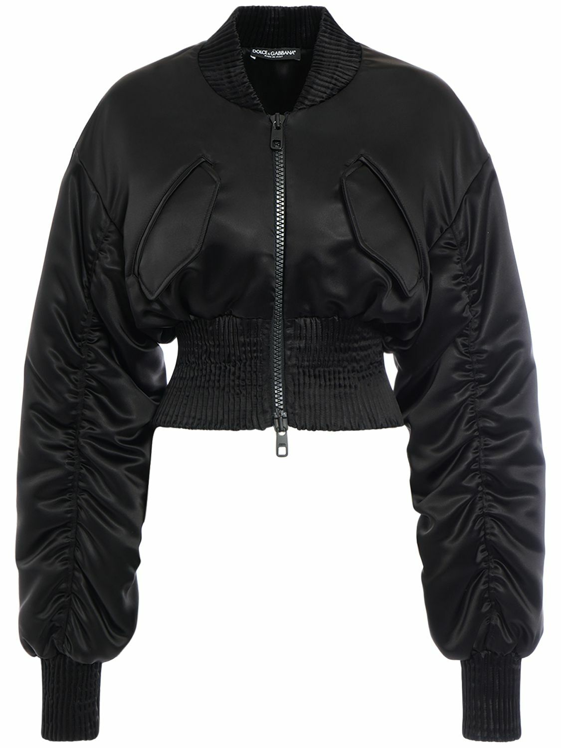 DOLCE & GABBANA - Draped Satin Cropped Bomber Jacket Dolce & Gabbana