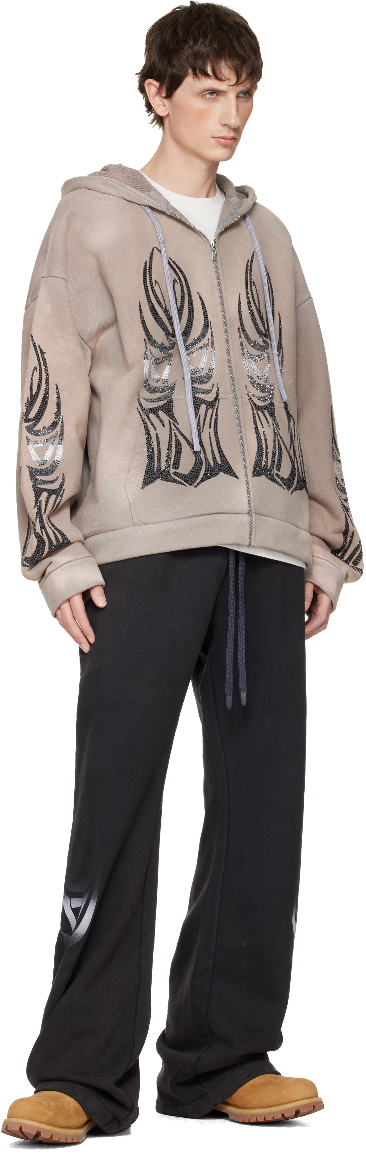 Who Decides War Taupe Winged Zip Up Hoodie