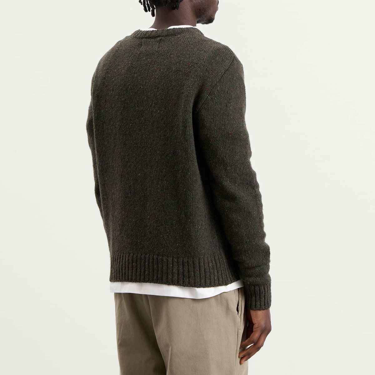 Folk Men's Chain Crew in Dark Olive