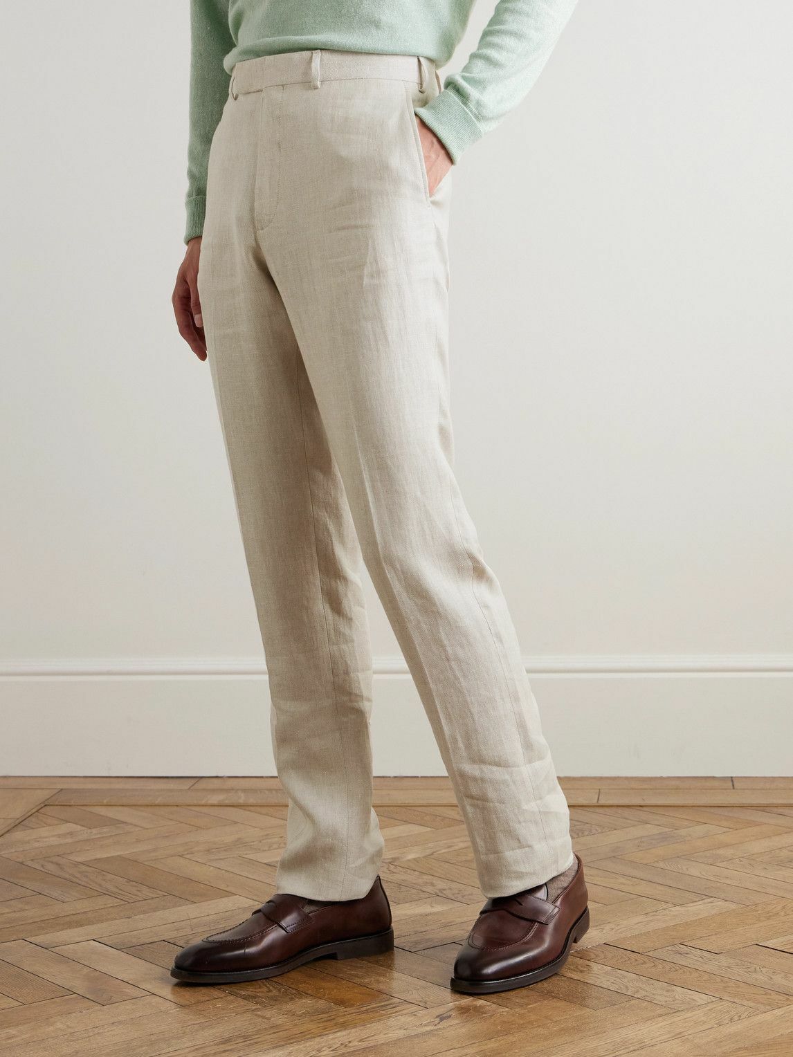 Kingsman - Slim-Fit Straight-Leg Linen Suit Trousers - Neutrals