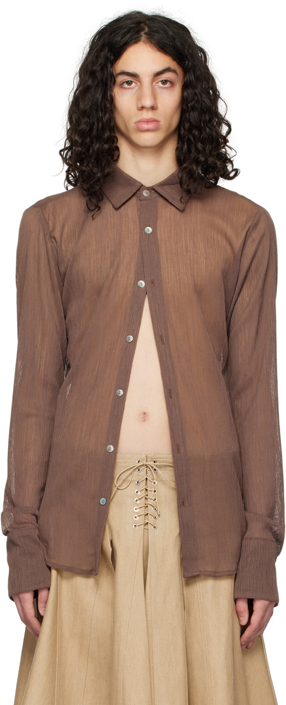 Ludovic de Saint Sernin Brown Slim Shirt
