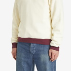Dubbleware Men's Contrast Quarter Zip Sweatshirt in Ecru/Burgundy