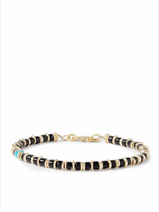 Photo: Peyote Bird - Oakland 14-Karat Gold-Plated Onyx and Turquoise Beaded Bracelet