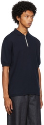 Sunnei Navy Knit Logo Patch Polo