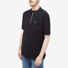 Fred Perry Men's Textured Zip Neck Polo Shirt in Black