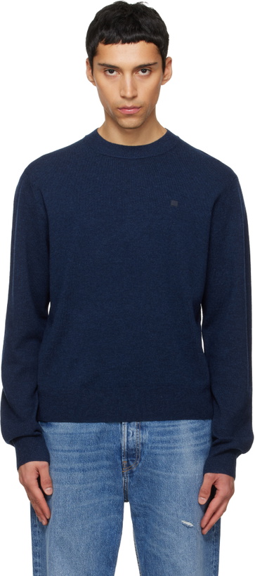 Photo: Acne Studios Navy Logo Patch Sweater