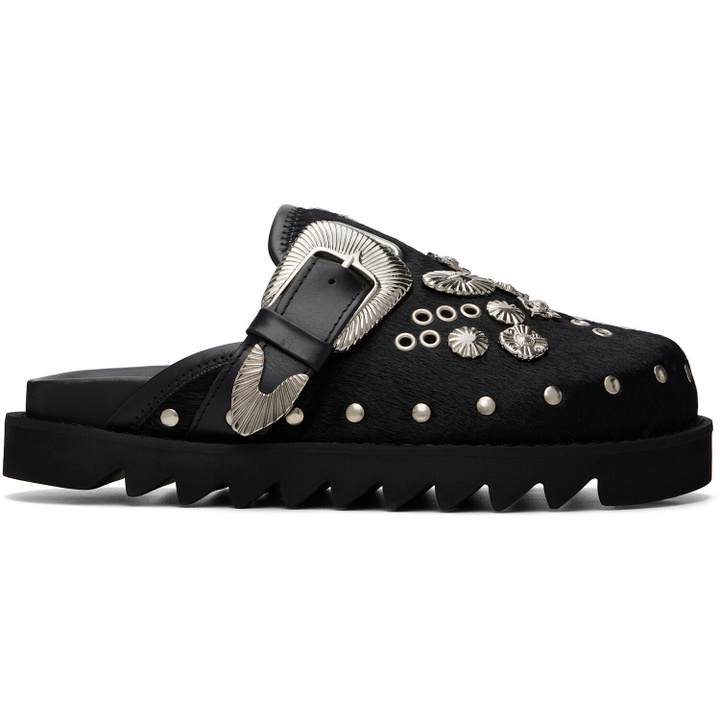 Photo: Toga Pulla Black Eyelet Metal Clog Loafers