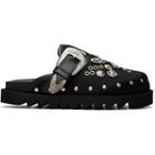 Toga Pulla Black Eyelet Metal Clog Loafers