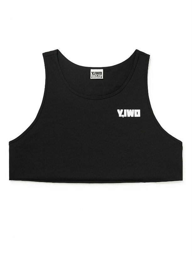 Photo: Y,IWO - Cropped Logo-Print Cotton-Jersey Training Tank Top - Black
