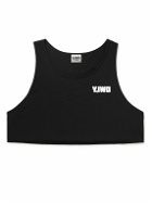 Y,IWO - Cropped Logo-Print Cotton-Jersey Training Tank Top - Black