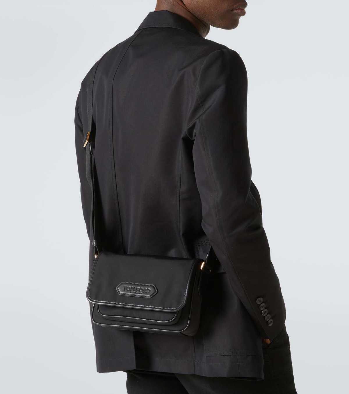 Tom Ford Leather-trimmed messenger bag