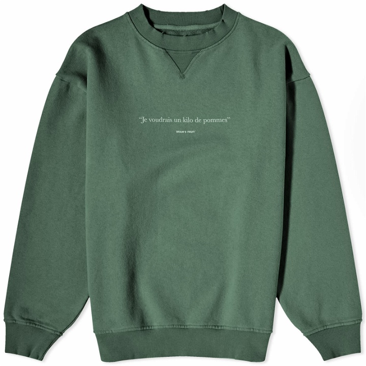 Photo: Bram's Fruit Men's Distressed Slogan Sweater in Green