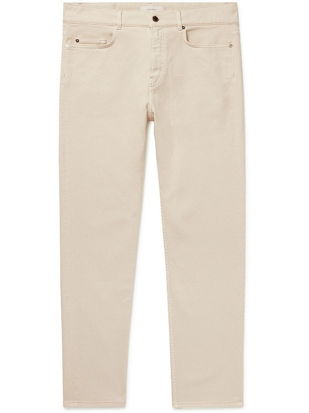 Photo: Agnona - Slim-Fit Stretch Cotton and Cashmere-Blend Denim Jeans - Neutrals